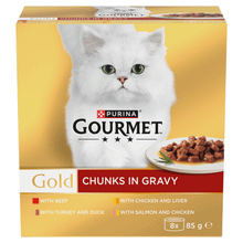 Gourmet Gold Chunks in Gravy Collection Wet Cat Food 8x85g