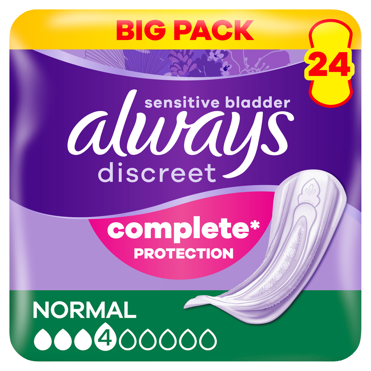 Always Women's Discreet Incontinence Pads Normal 24 Pads