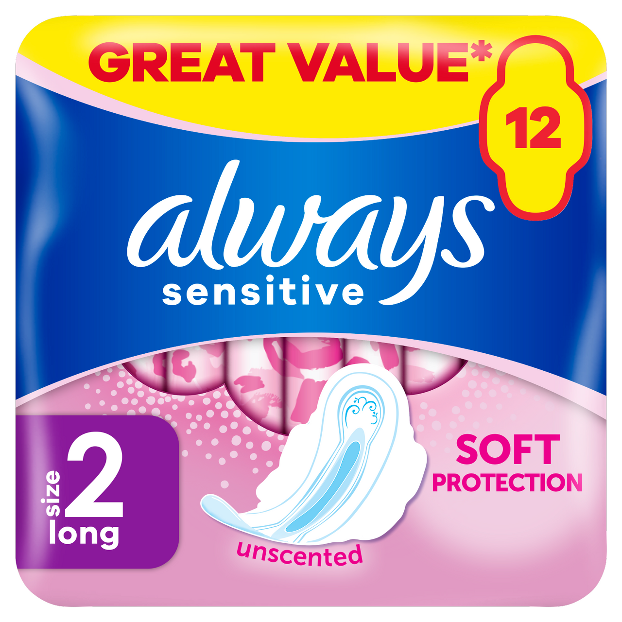 Always Sensitive Long Ultra Sanitary Towels With Wings Size 2 12 Pads