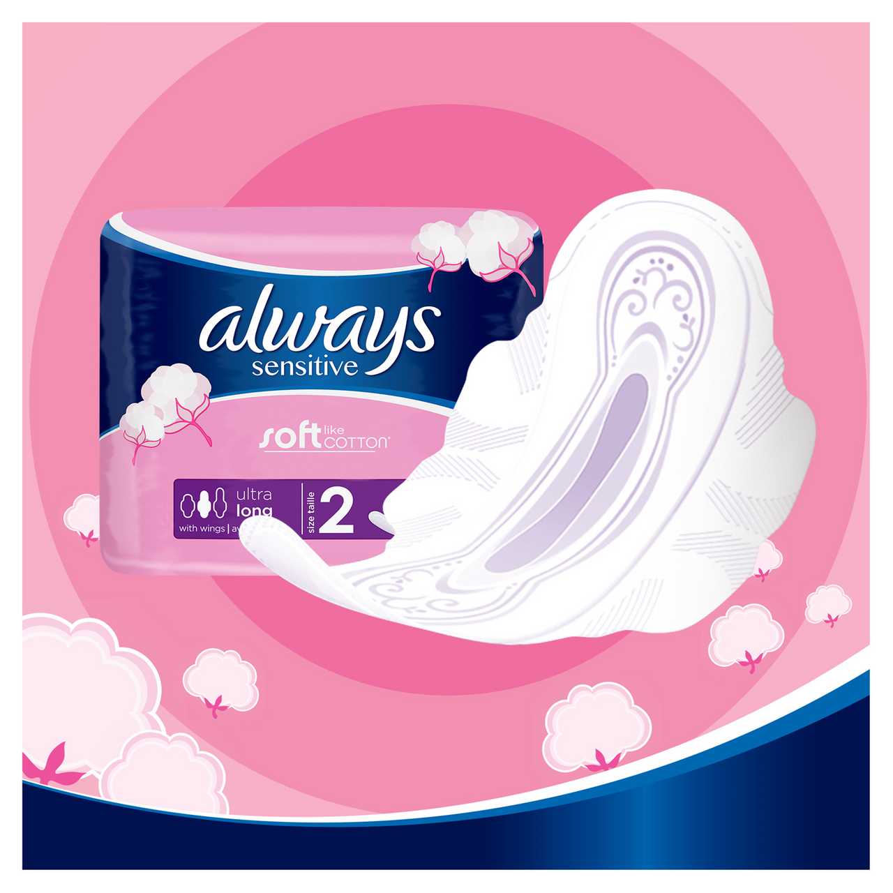 Always Sensitive Long Ultra Sanitary Towels With Wings Pads Size 2