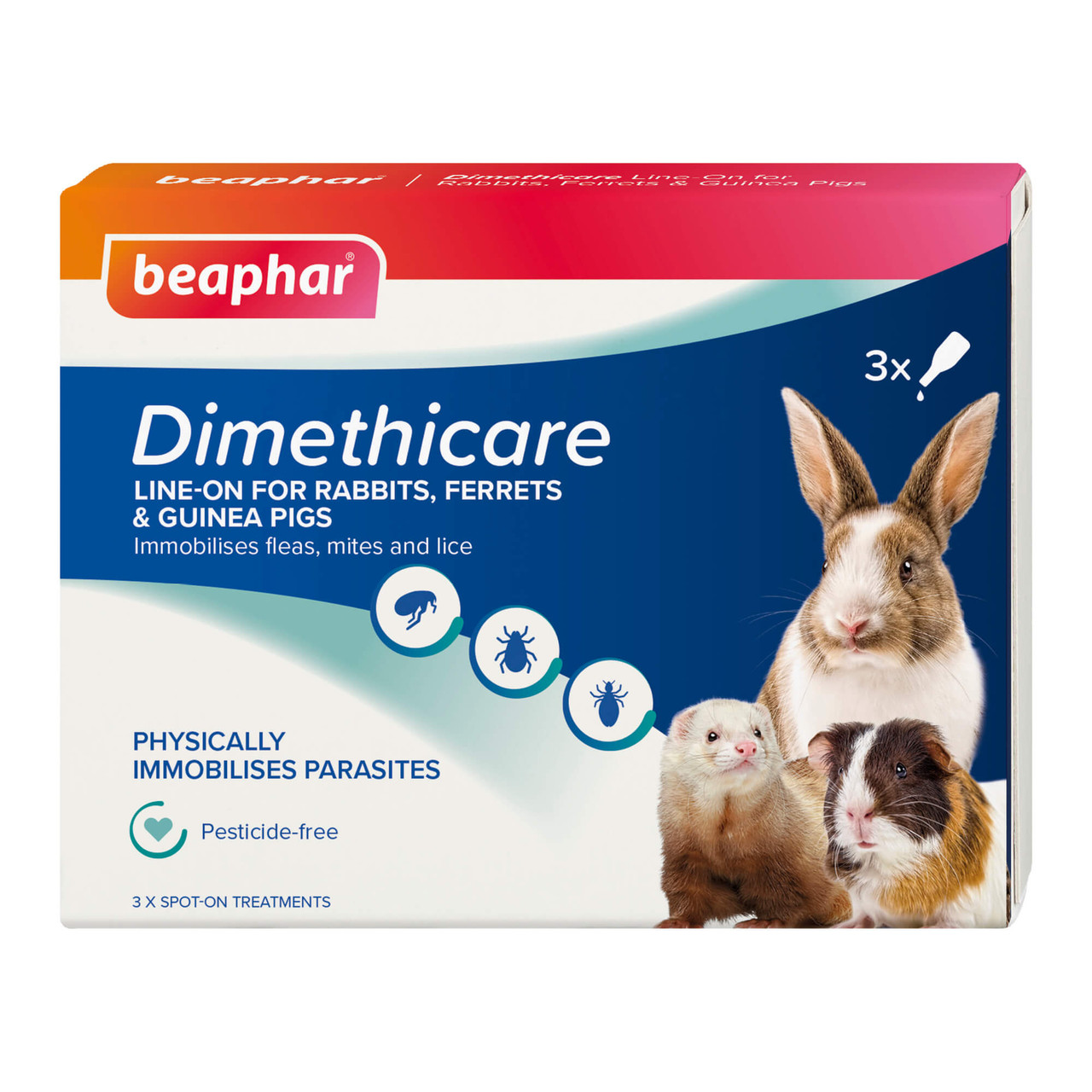 Beaphar Dimethicare Line-On Rabbits, Ferrets & Guinea Pigs 3pk