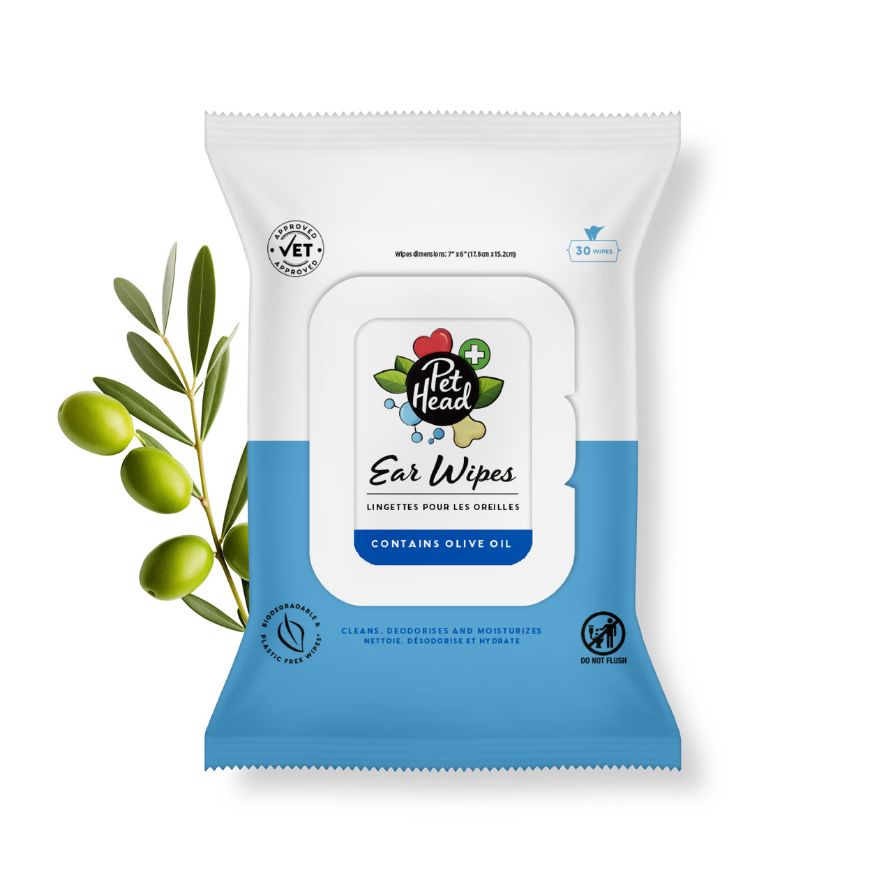 Pet Head Health Ear Wipes for Dogs Pack of 30