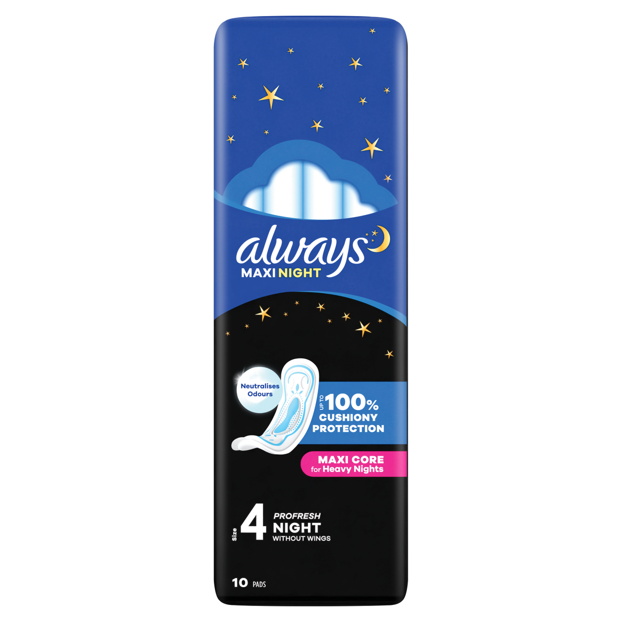 Always Maxi Profresh Night Sanitary Towels Without Wings 9 Pads