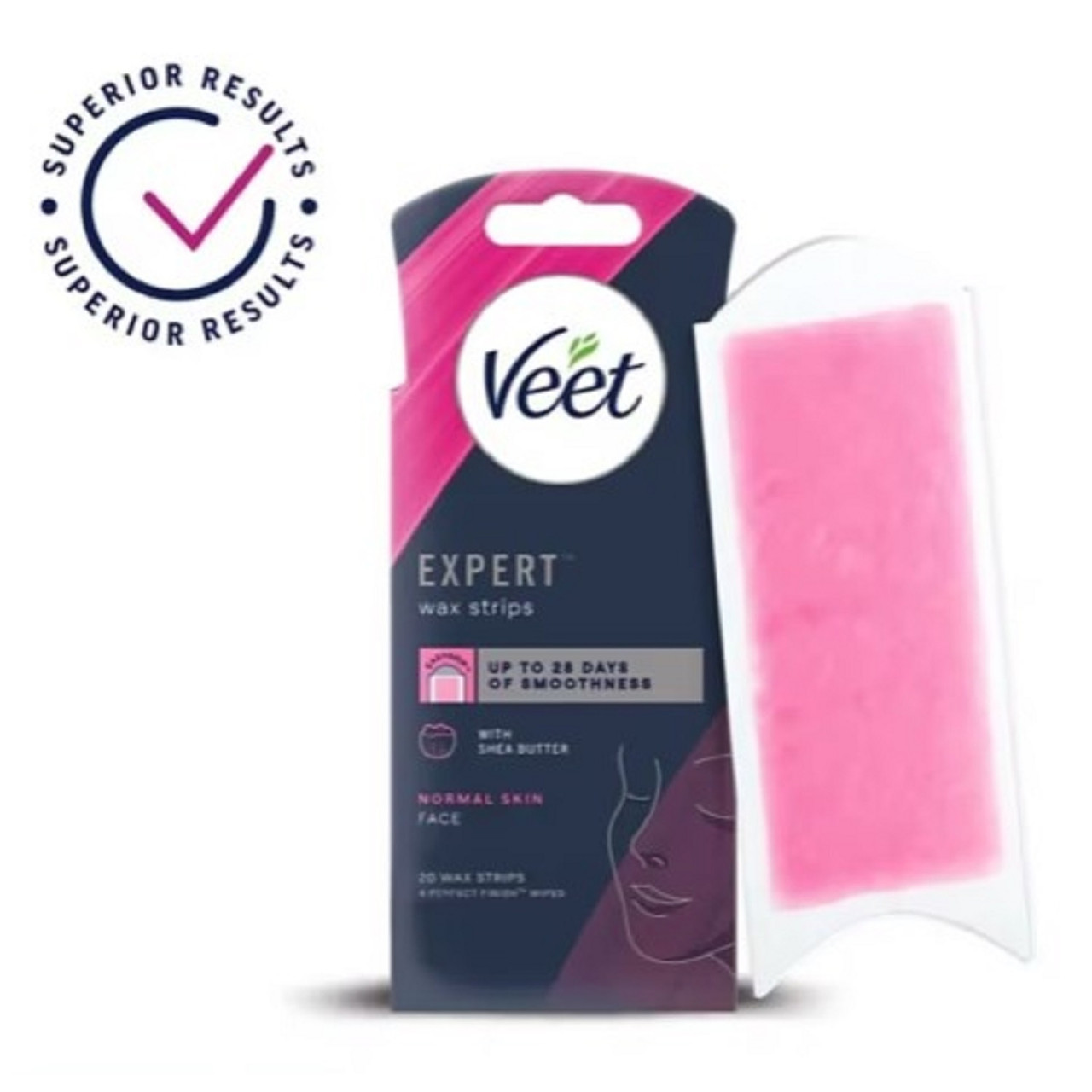 Veet Expert Wax Strips Normal skin face 20 strips + 4 Perfect Finish Wipes - Image 4