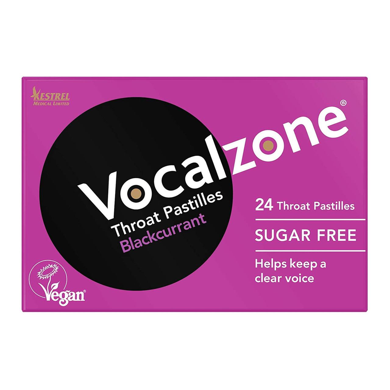 Vocalzone Blackcurrant Sugar Free Throat Pastilles 24 Pack