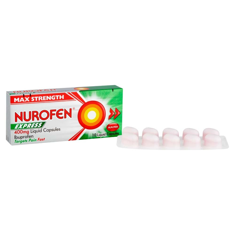 Click to view product details and reviews for Nurofen Express Ibuprofen 400mg Liquid 10 Capsules.