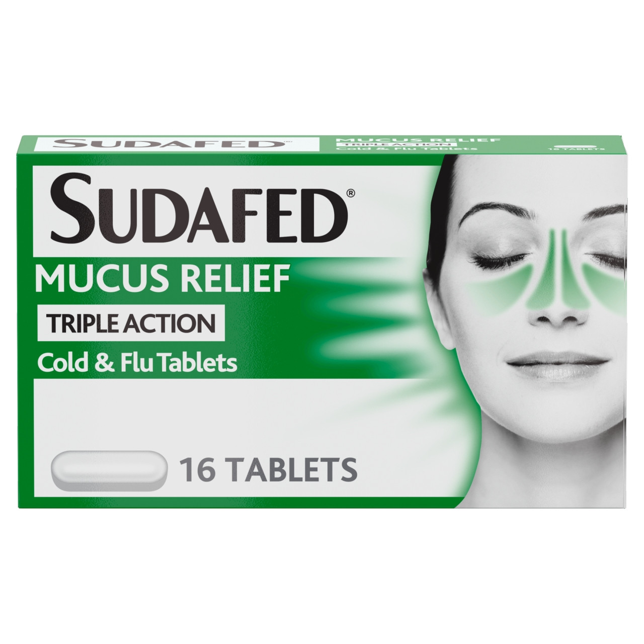 Sudafed Mucus Relief Triple Action Cold and Flu 16 Tablets