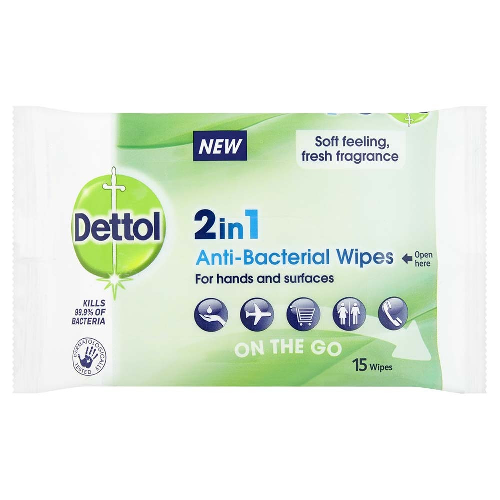 Click to view product details and reviews for Dettol 2 In 1 Travel Wipes 15 Pack.