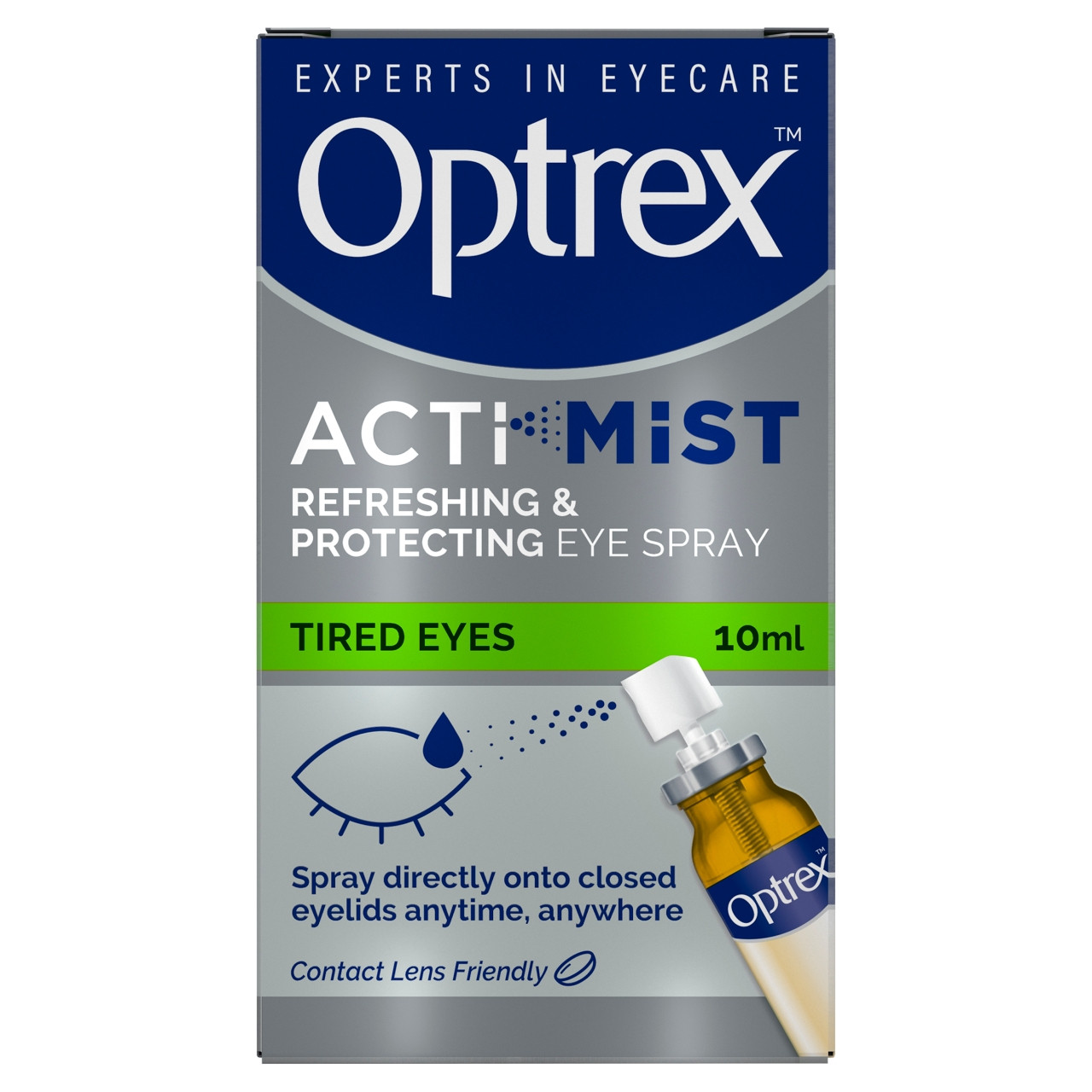 Click to view product details and reviews for Optrex Actimist Double Action Tired And Strained Eyes Refreshing And Protecting Spray 10ml.