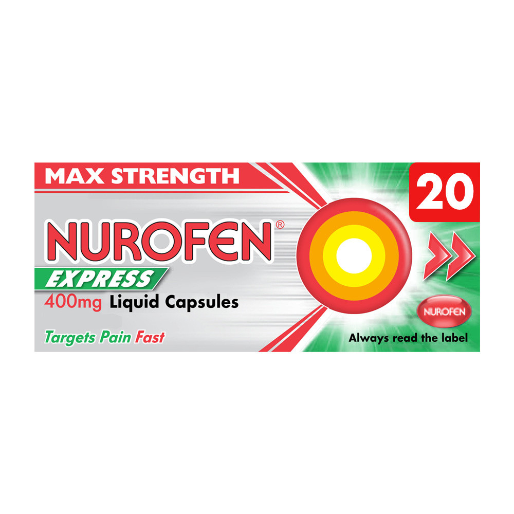 NUROFEN EXPRESS Fast Acting Ibuprofen Liquid Capsules, 20x 400mg - Image 3
