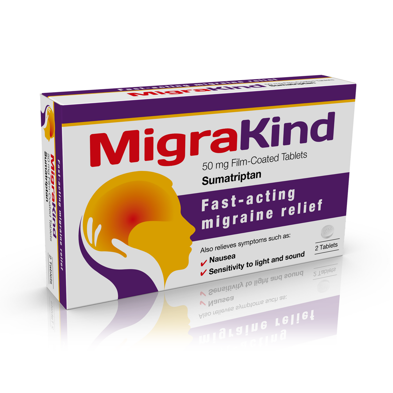 Click to view product details and reviews for Migrakind Sumatriptan 50mg 2 Tablets.