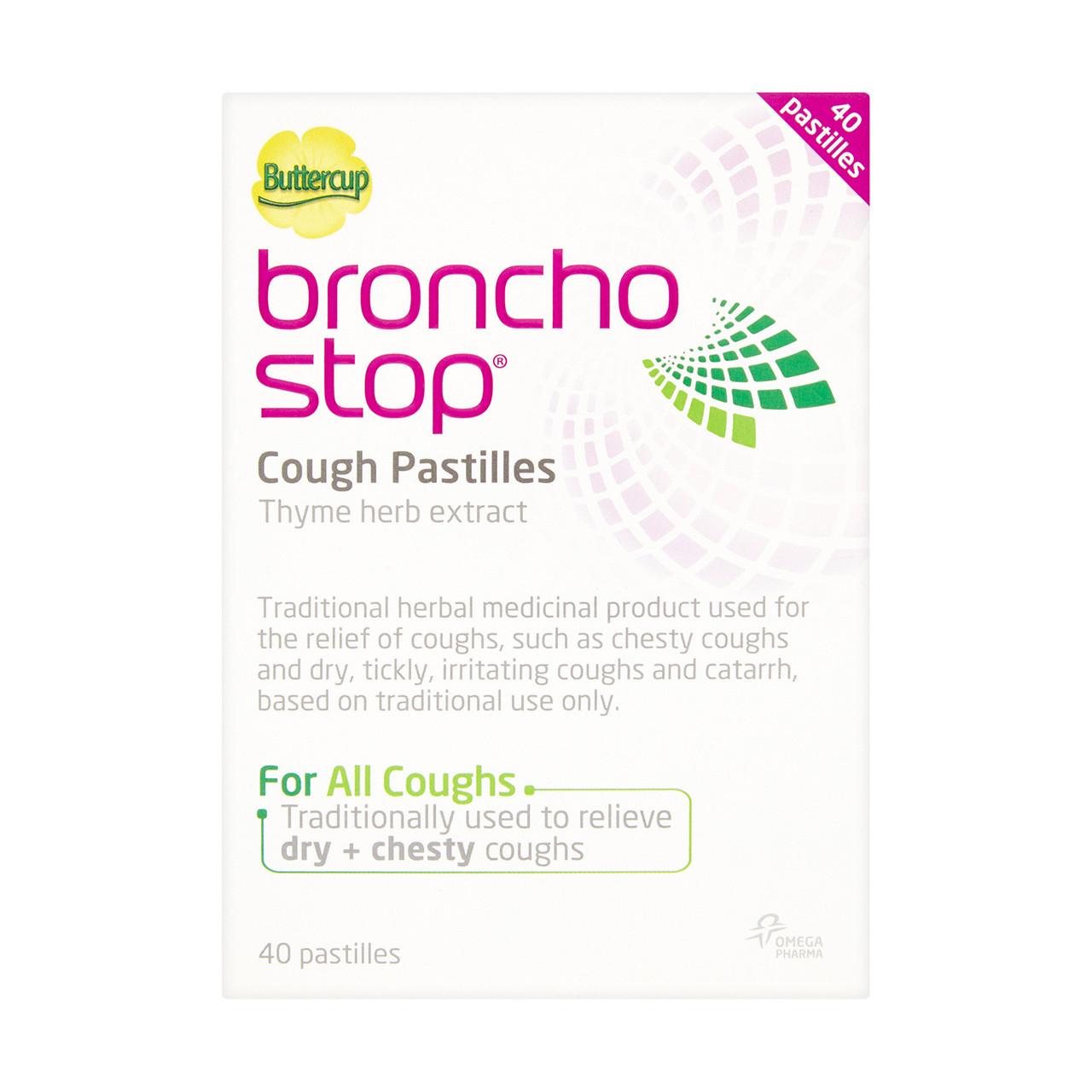 Click to view product details and reviews for Buttercup Bronchostop Cough Pastilles 40 Pack. Click to view product details and reviews for Buttercup Bronchostop Cough Pastilles 40 Pack.