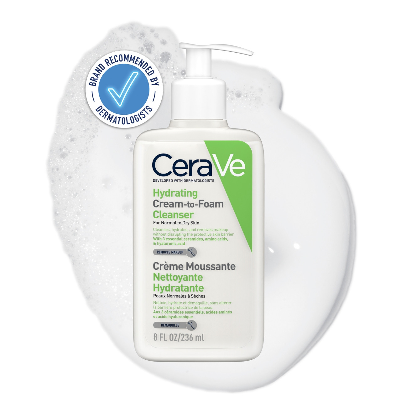 CeraVe Hydrating Cream to Foam Cleanser For Face & Body 236ml