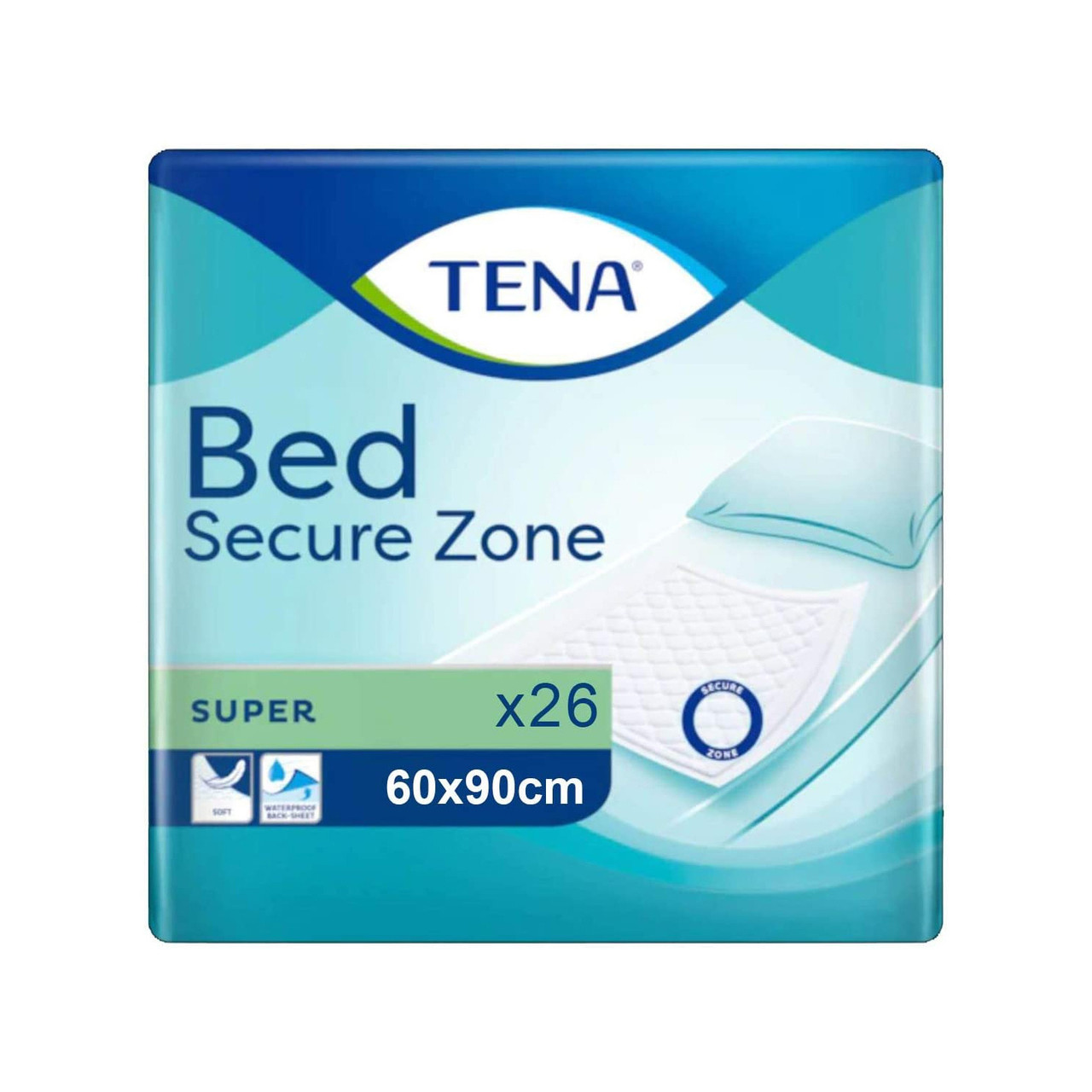 TENA Bed Incontinence Bed Pads Secure Zone Super 60x90 26 Pack