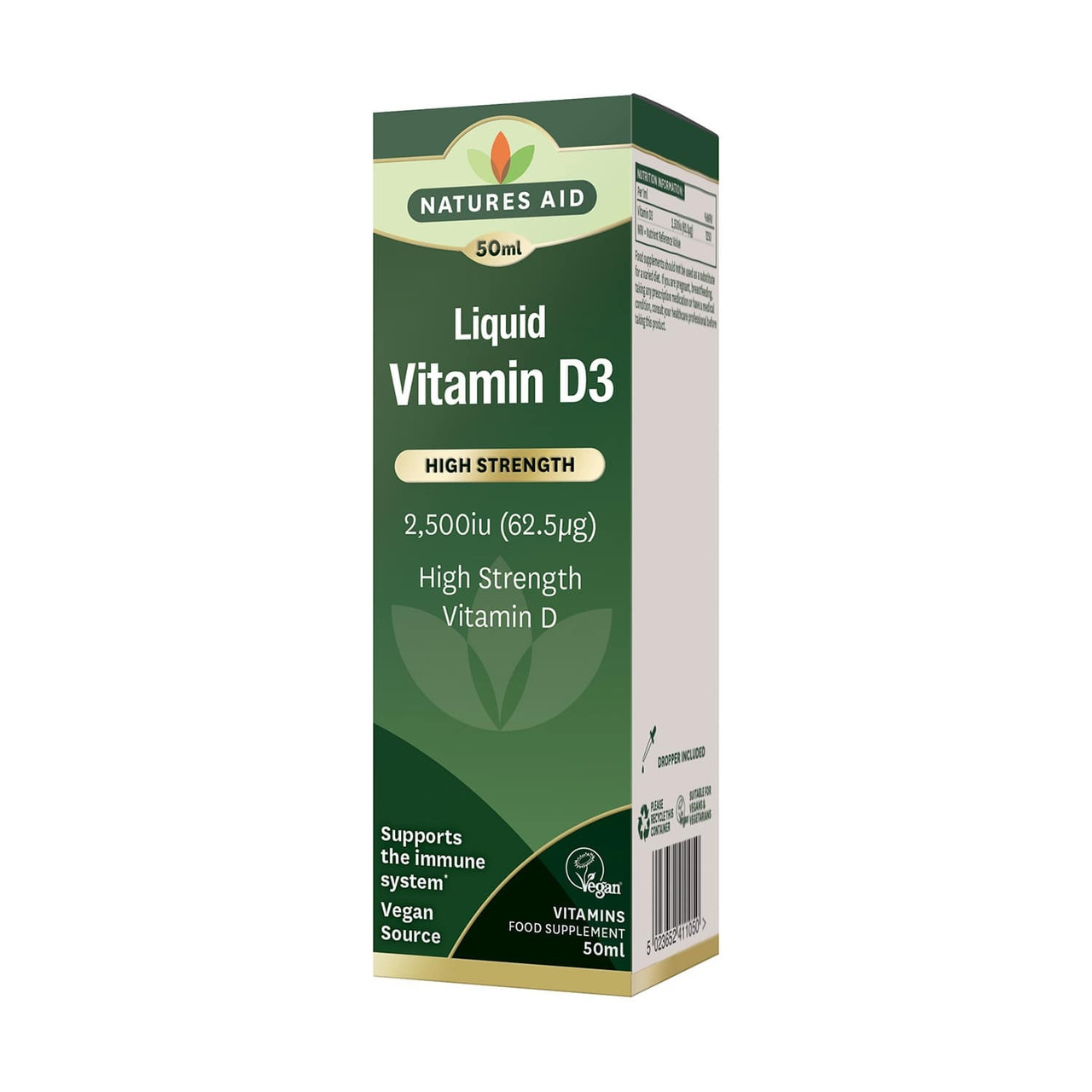 Click to view product details and reviews for Natures Aid Vegan Vitamin D3 Liquid 2500iu 50ml.