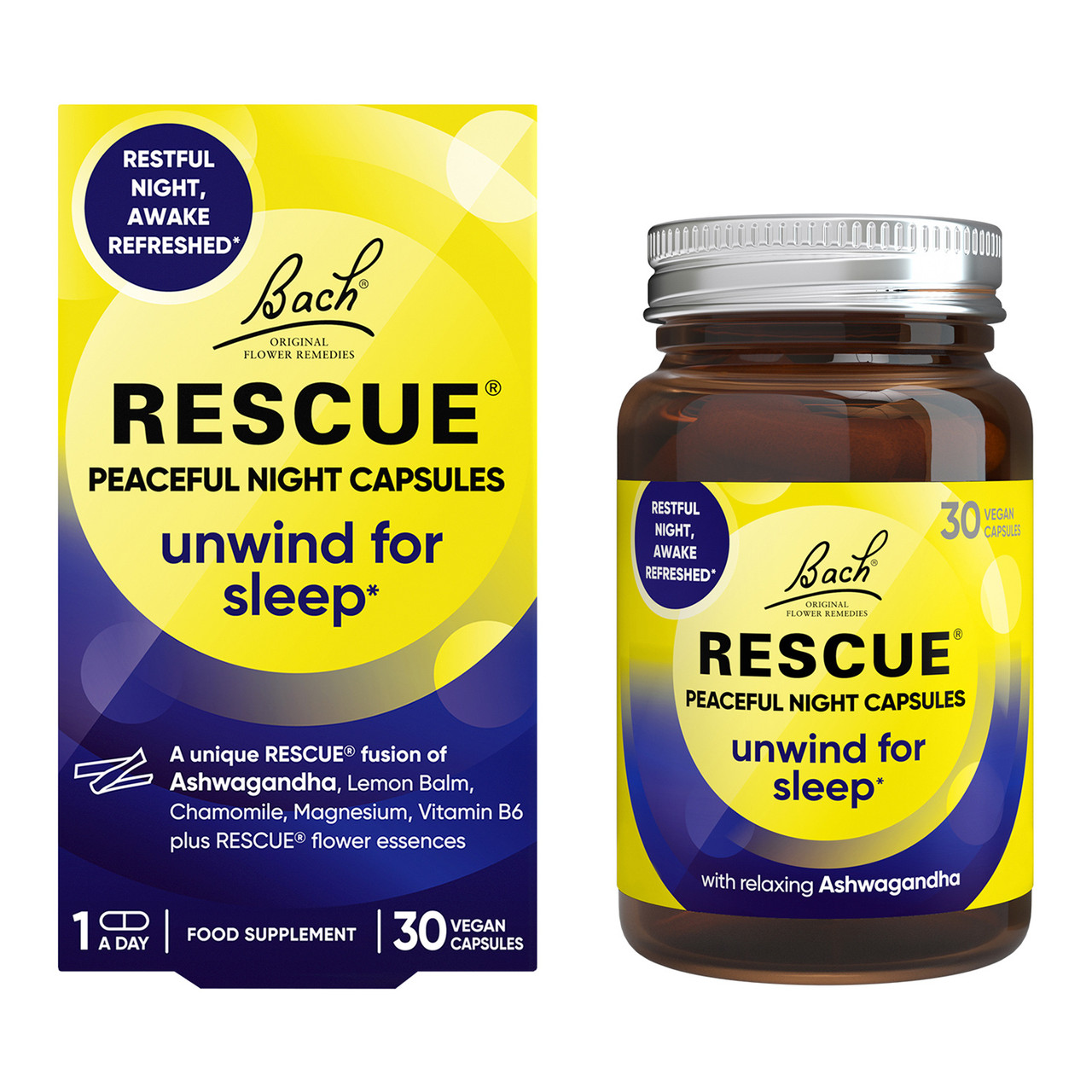 Click to view product details and reviews for Rescue Peaceful Night 30 Capsules.