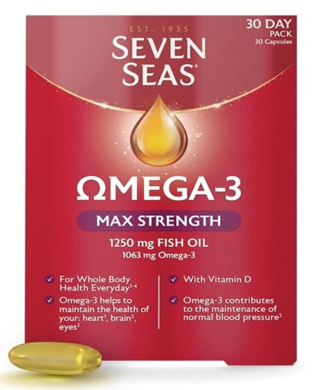 Click to view product details and reviews for Seven Seas Omega 3 Max Strength 30 Capsules.