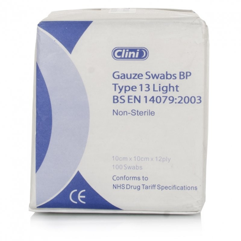 Gauze Swabs 12 Ply 100 Swabs 10cm x 10cm