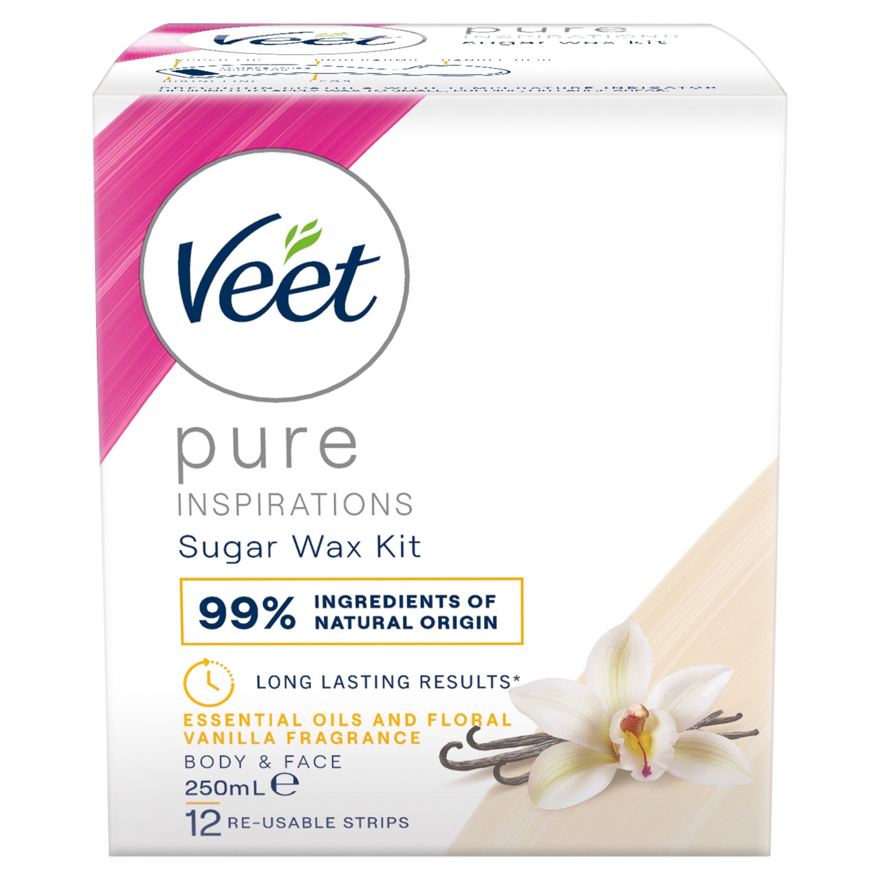 Veet Pure Inspirations Oriental Hot Wax Body & Face Essential Oils & Floral Vanilla 250ml