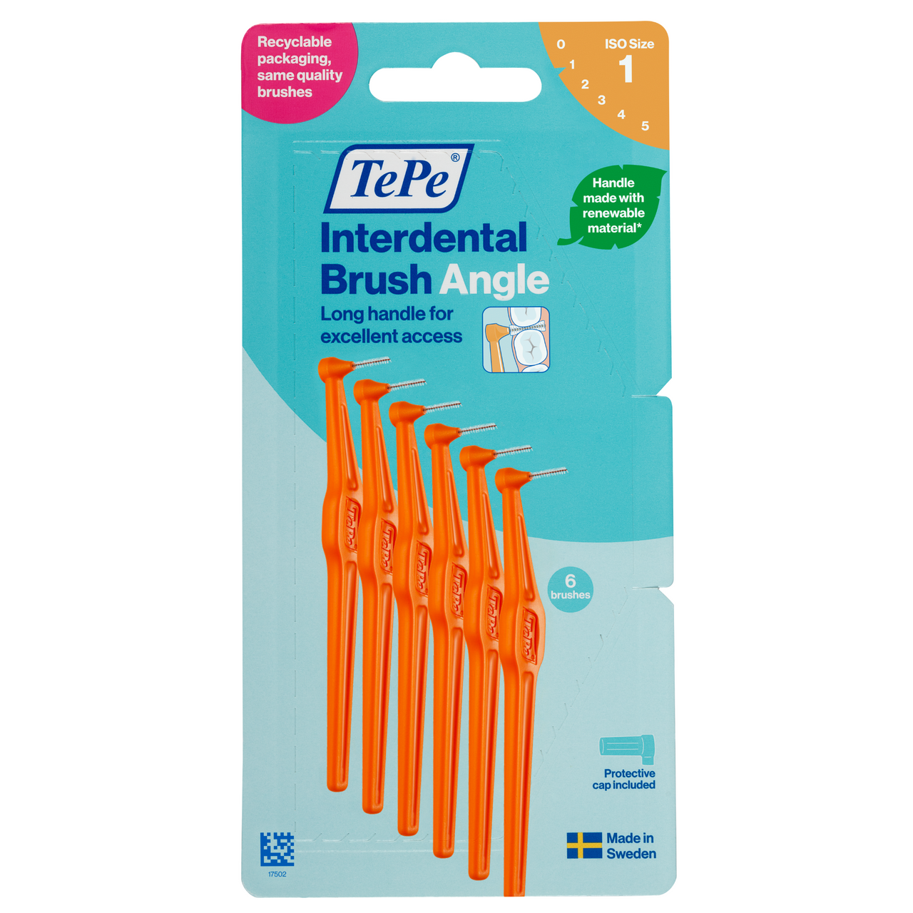 TePe Interdental Brushes Angle Orange 6 x 0.45mm Brushes