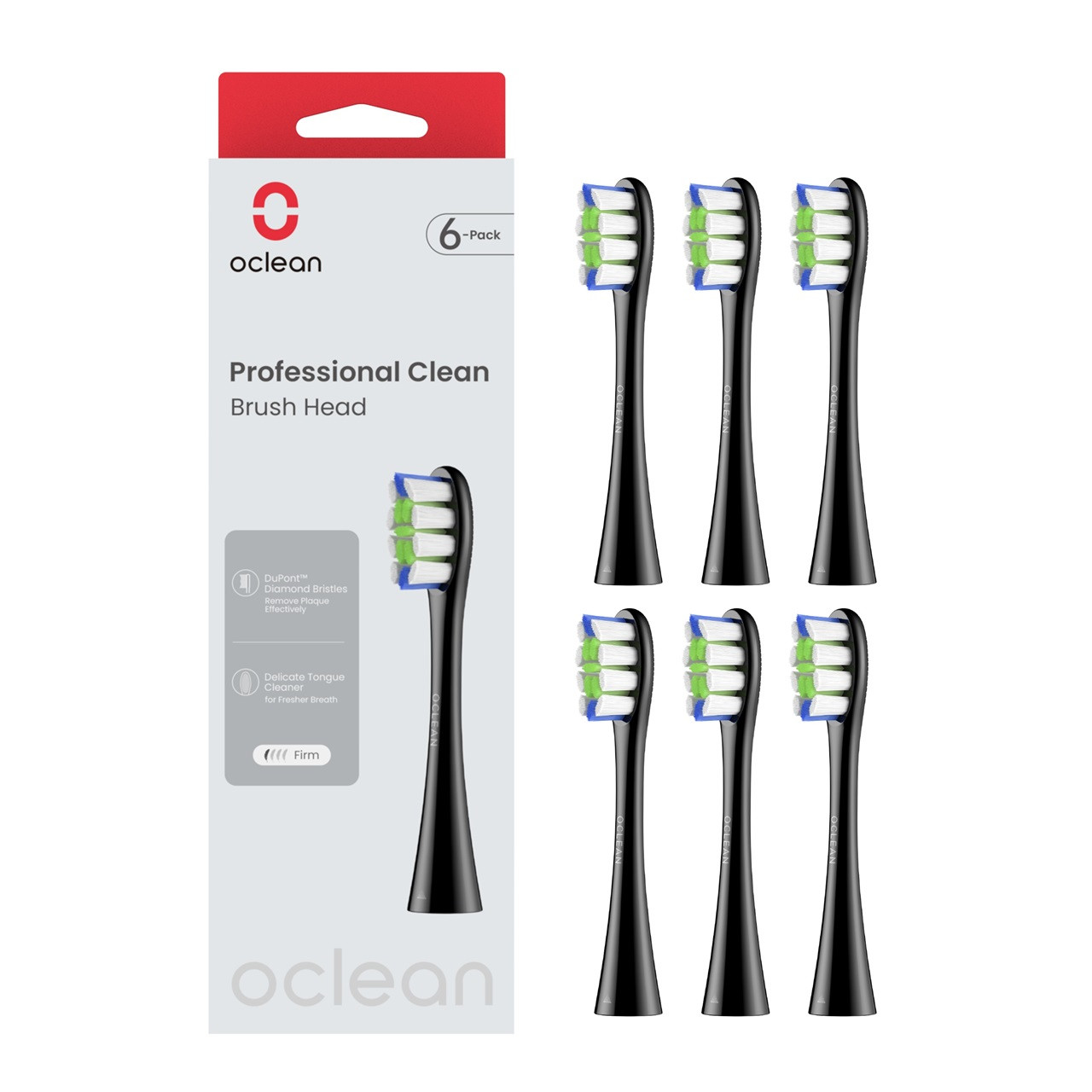 Click to view product details and reviews for Oclean Professional Clean Brush Head 6 Pack Black.