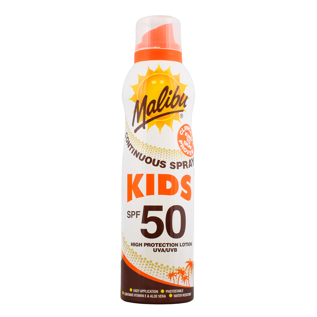 Click to view product details and reviews for Malibu Kids Continuous Spray Lotion Spf50 175ml. Click to view product details and reviews for Malibu Kids Continuous Spray Lotion Spf50 175ml.