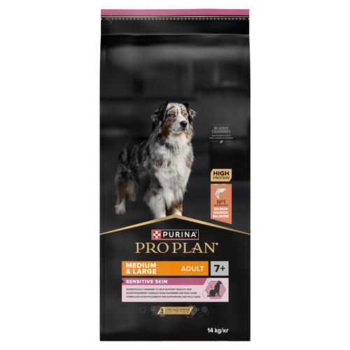 PRO PLAN Medium & Large Senior 7+ Sensitive Skin Salmon Dry Dog Food 14kg
