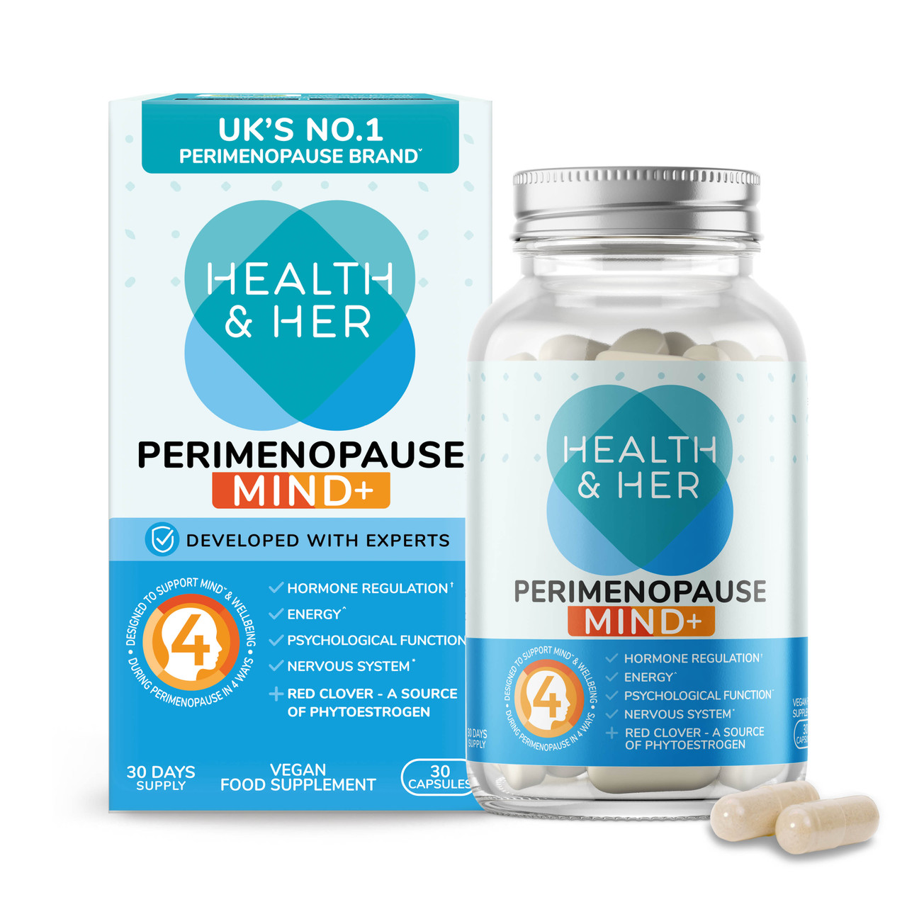 Health & Her Women's Red Perimenopause Mind+ Multi Nutrient Supplement 30 Capsules - Image 7