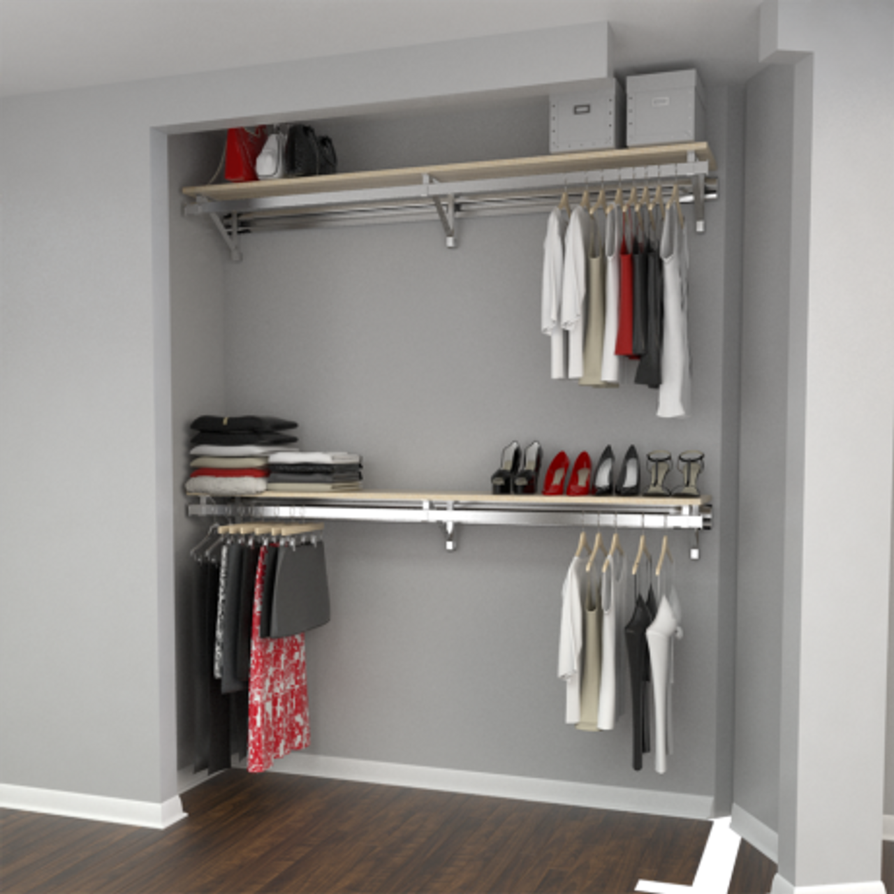 Arrange a Space RCMBX Premium Closet Organizer System Double Shelf