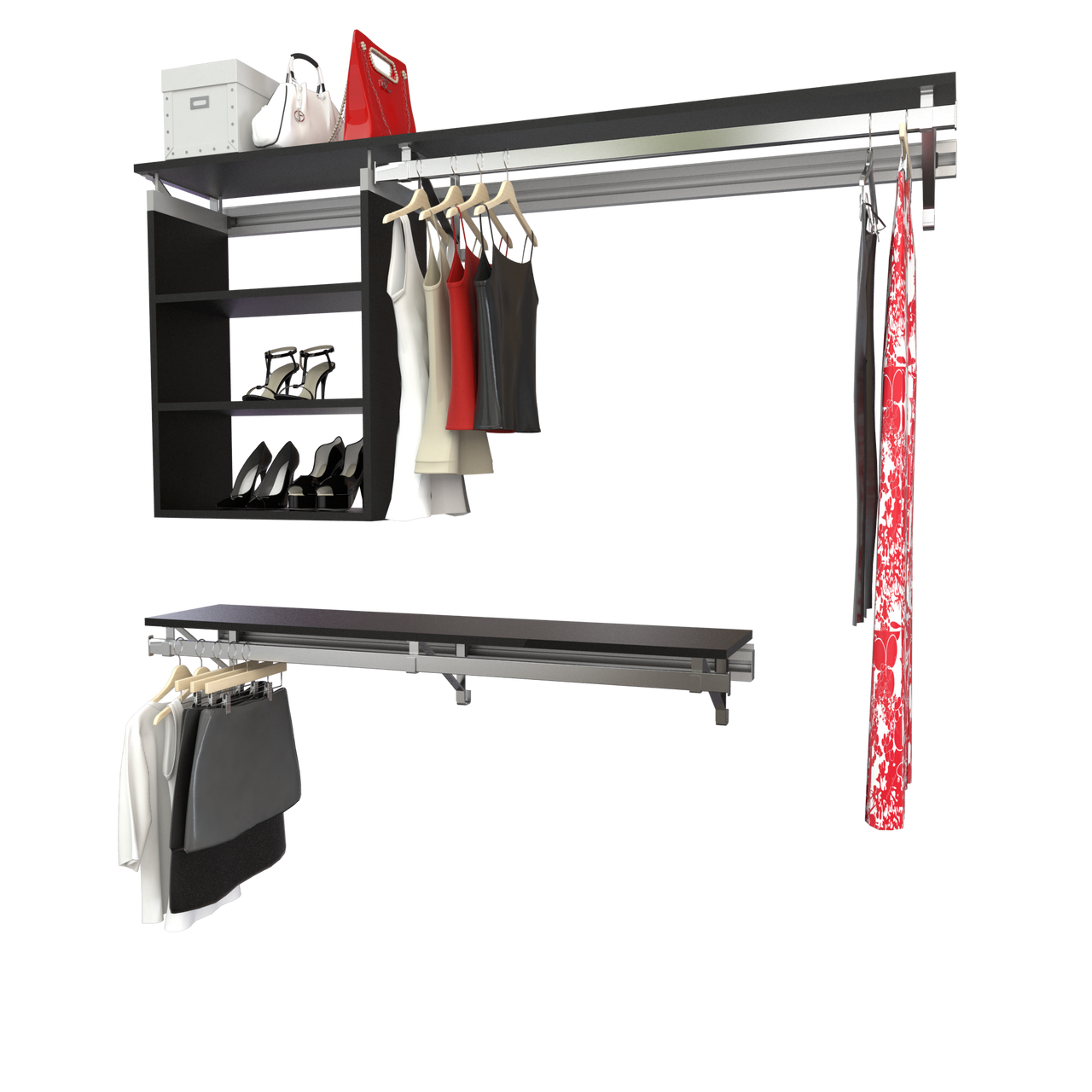  MSR Imports Pull Down Hanging Closet Caddy - Storage Space  Organization System Gray : Home & Kitchen