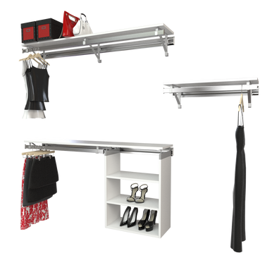 Arrange a Space RCMCY Select Closet Organizer System Top and Bottom  Shelf/Hang rod Kit with Long Hang and Three Shelf Unit