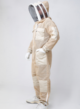 Beekeeper dressed in an Apiarist TripleGuard Coverall with a Fencing Veil and secure pockets