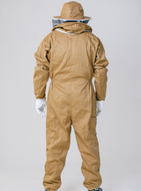 Brown Cotton Apiarist Outfit with Fencing Veil and Gloves back look.