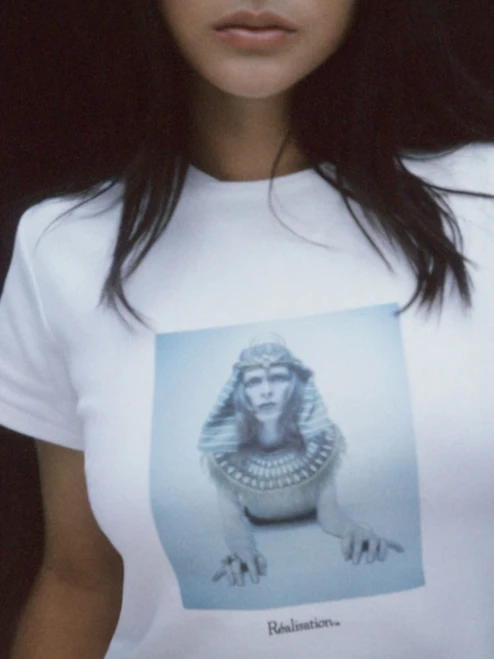 Hunky Dory Baby Tee - White, model shot