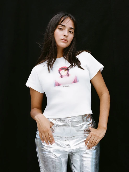 Pin Ups Baby Tee - White, model shot