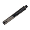 Assembled windowed FDE PVD slide for Glock 43/43X — threaded barrel with thread protector, tall sights, underside