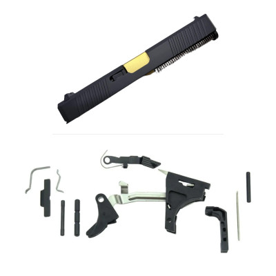 Assembled Chamfered Iron-Sight Slide for Glock 17 Gen 3 — Black, Titanium Nitride Barrel with Frame Parts Kit