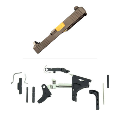 Assembled Bullnose RMR Slide for Glock 19 Gen 3 — TiN Barrel, Front and Rear Serrations with Frame Parts Kit