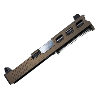 Assembled Elite Burnt Bronze Window Slide for Glock 19 Gen 3 — Tall Sights, Polished Stainless Barrel