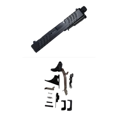 Assembled Knurled RMSc Slide for Glock 43/43X — Threaded Barrel, Standard Sights with the included frame parts kit