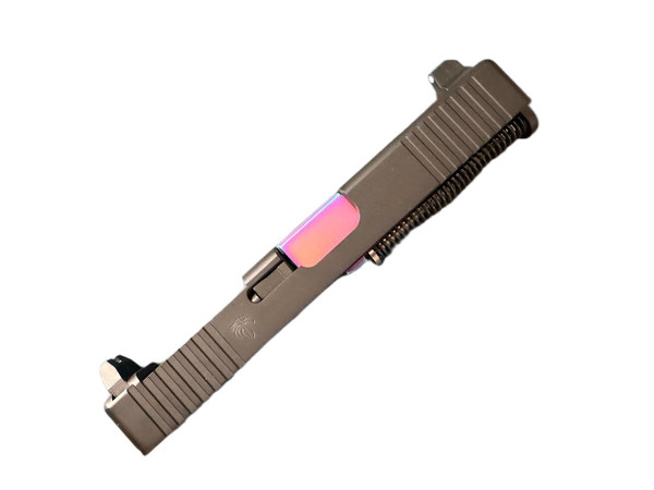 Complete Front Rear Serration Glock 19 RMR Slide Tall Sights Oil Slick Barrel