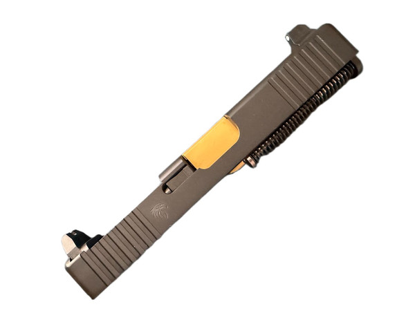 Complete Front Rear Serration G19 RMR Slide Tall Sights TiN Barrel