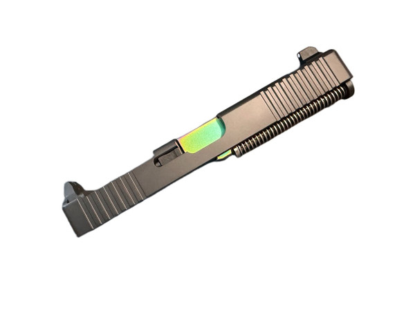 Black Glock 17 Front/Rear Serrated RMR OEM-Look Slide Tall Sights Rainbow Barrel