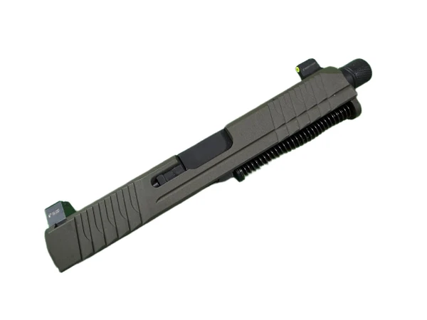 Complete Assembled ODG Serrated Slide for Glock 19 - Steel Night Sights - Threaded Nitride Barrel