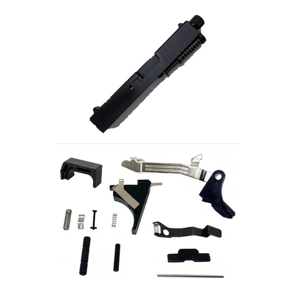 Assembled Windowed Nitride Slide for Glock 43/43X — Threaded Barrel, Standard Sights with Frame Parts Kit