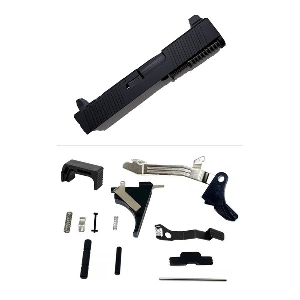 Assembled Windowed Nitride Slide for Glock 43/43X — Crown Barrel, Tall Sights with Frame Parts Kit