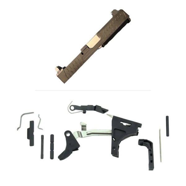 Assembled Diamond Grip RMR Slide — Polished Barrel for Glock 19 Gen 3 Pistols with Frame Parts Kit