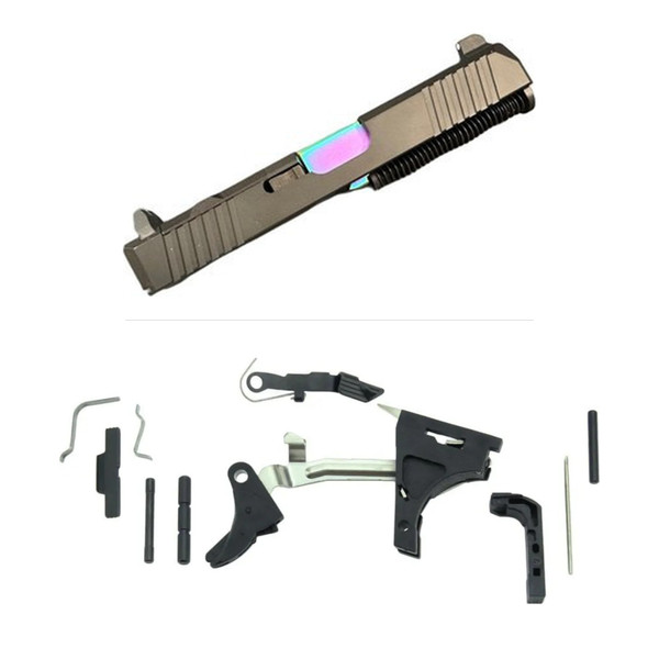 Assembled Zoom Slide for Glock 19 Gen 3 — Oil Slick, Tall Sights with Frame Parts Kit