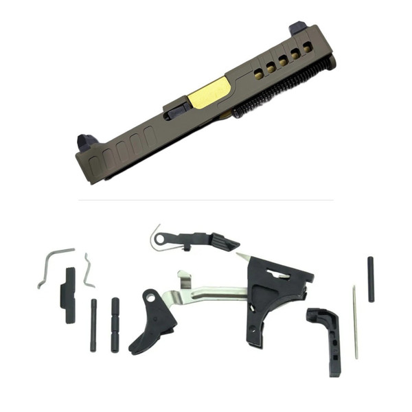 Assembled Vented RMR Slide for Glock 19 Gen 3 — FDE, Tall Sights, Titanium Nitride Barrel with Frame Parts Kit