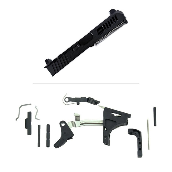 Assembled Mercury Precision Speed RMR Slide for Glock 19 Gen 3 — Black Nitride Barrel, Tall Sights with Frame Parts Kit